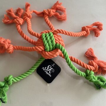 SK Rope Spider Dog Toy Orange & Green
