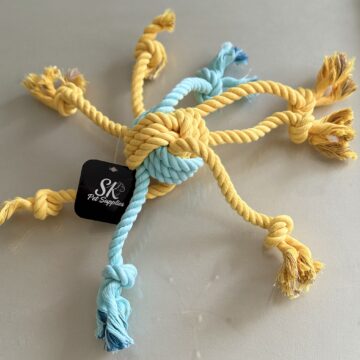 SK Rope Spider Dog Toy Blue & Yellow