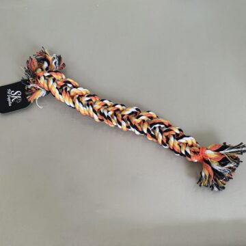 SK Braided Rope Dog Toy Orange & Black