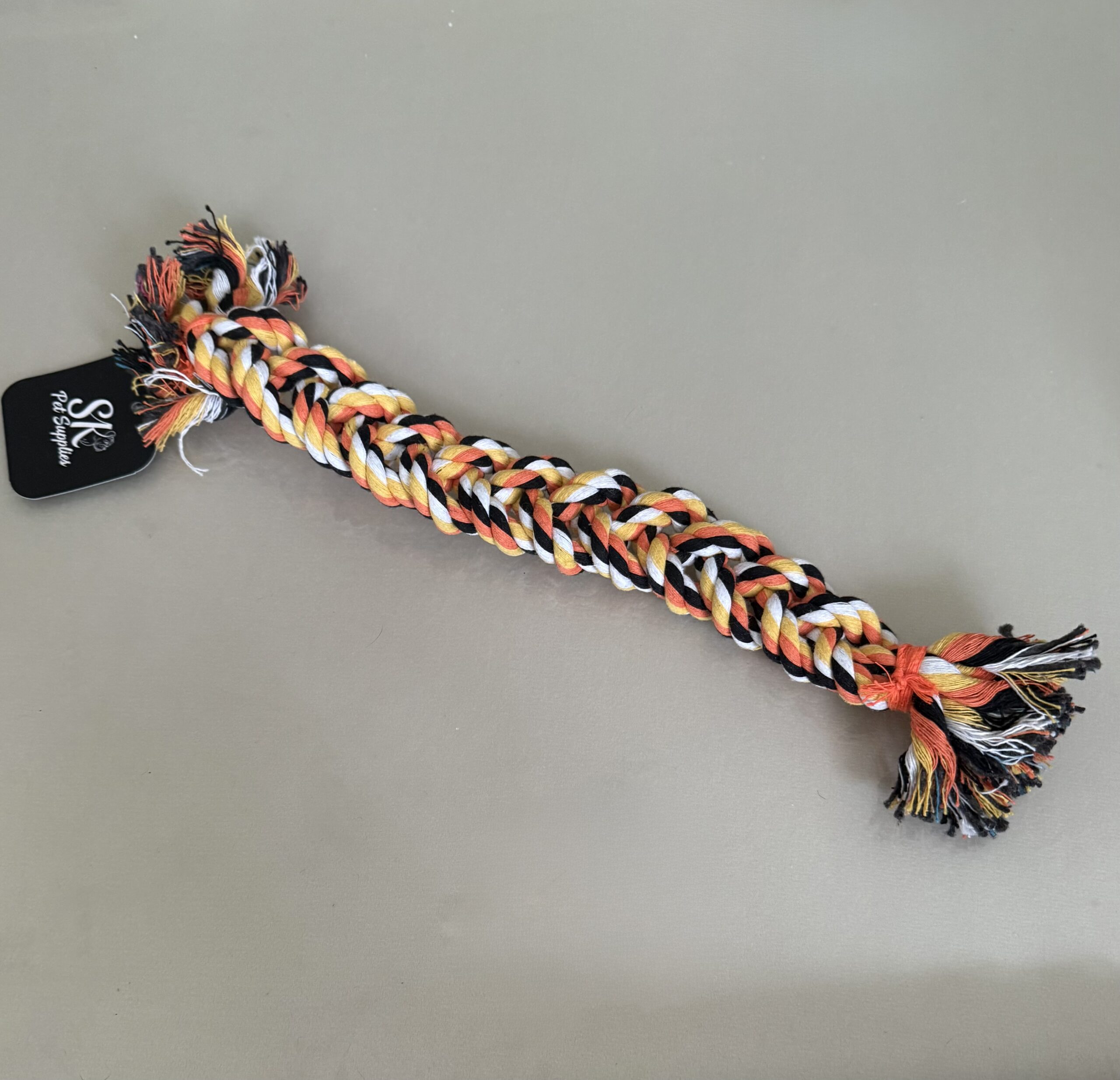 SK Braided Rope Dog Toy Orange & Black