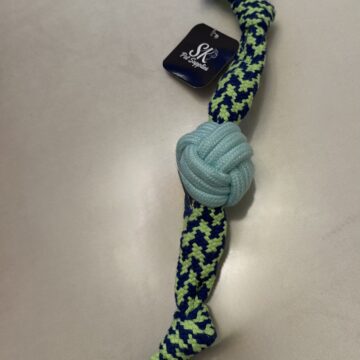 SK Double Squeak & Rope Ball Green