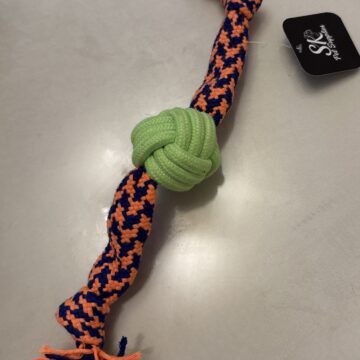 SK Double Squeak & Rope Ball Orange