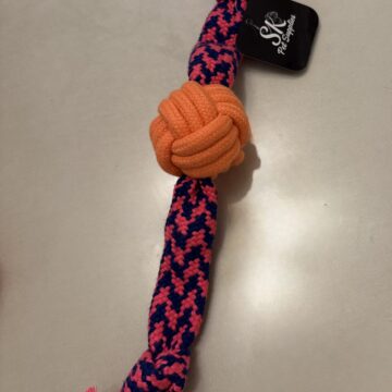 SK Double Squeak & Rope Ball Pink